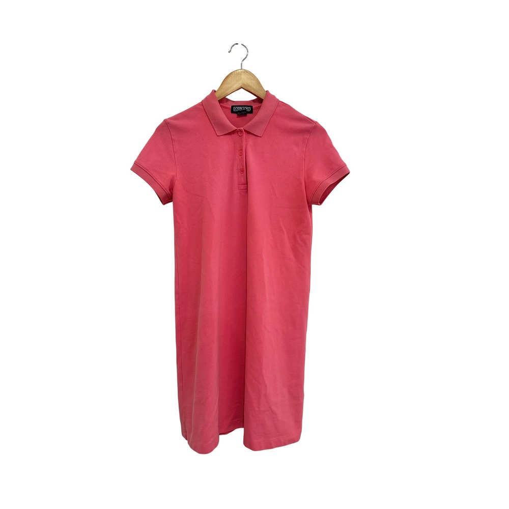 Lands End Pink Cotton Polo Dress Womens Small Petite Short Sleeve Preppy Casual